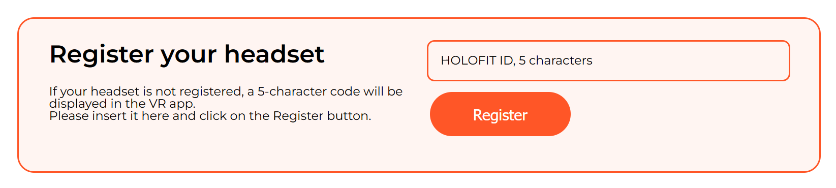 HOLOFIT 5-character code